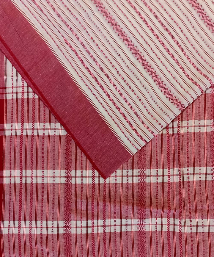 White red cotton bengal handloom saree