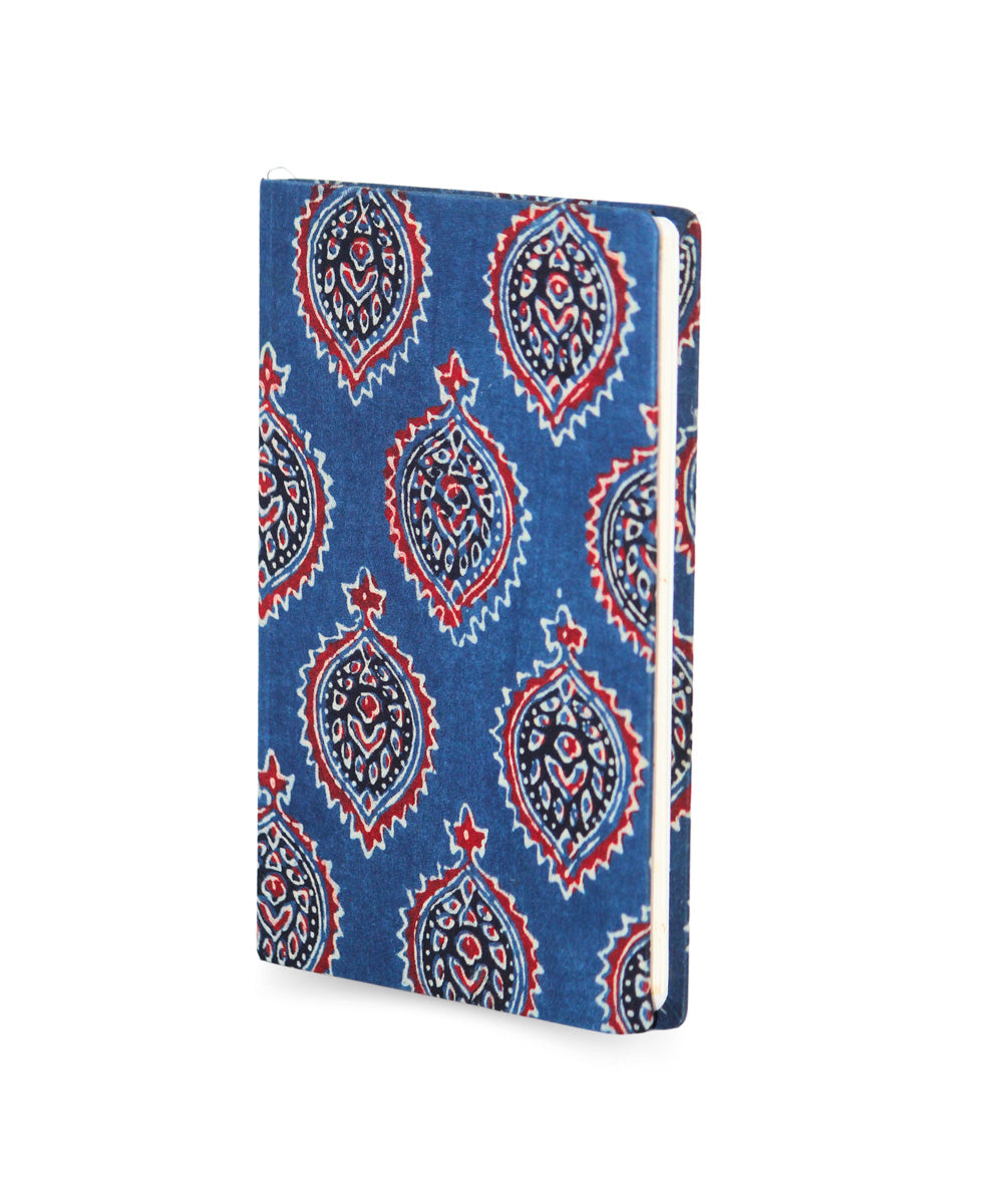 Blue hand block printed cotton diary