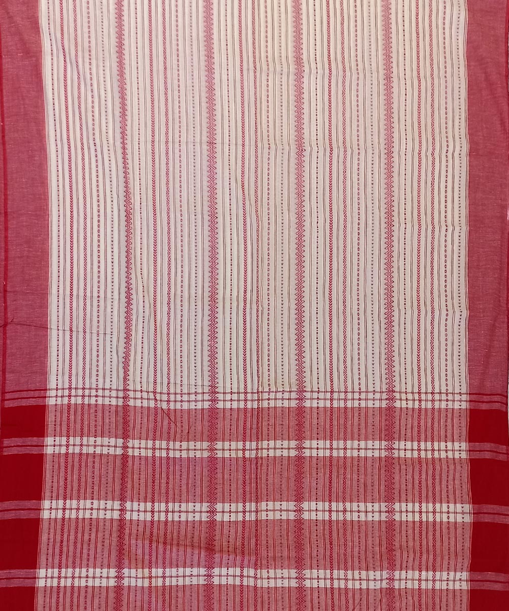 White red cotton bengal handloom saree