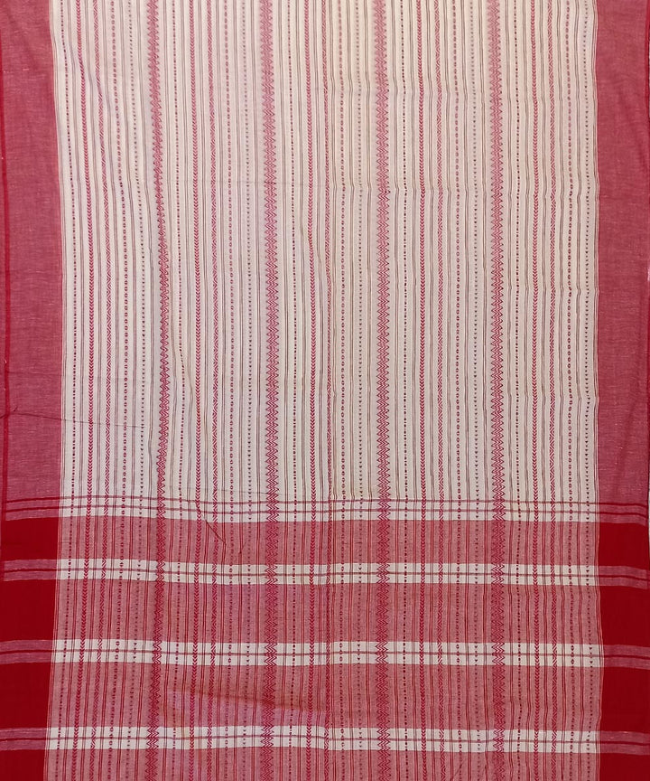 White red cotton bengal handloom saree