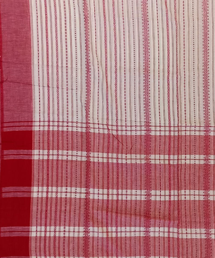 White red cotton bengal handloom saree