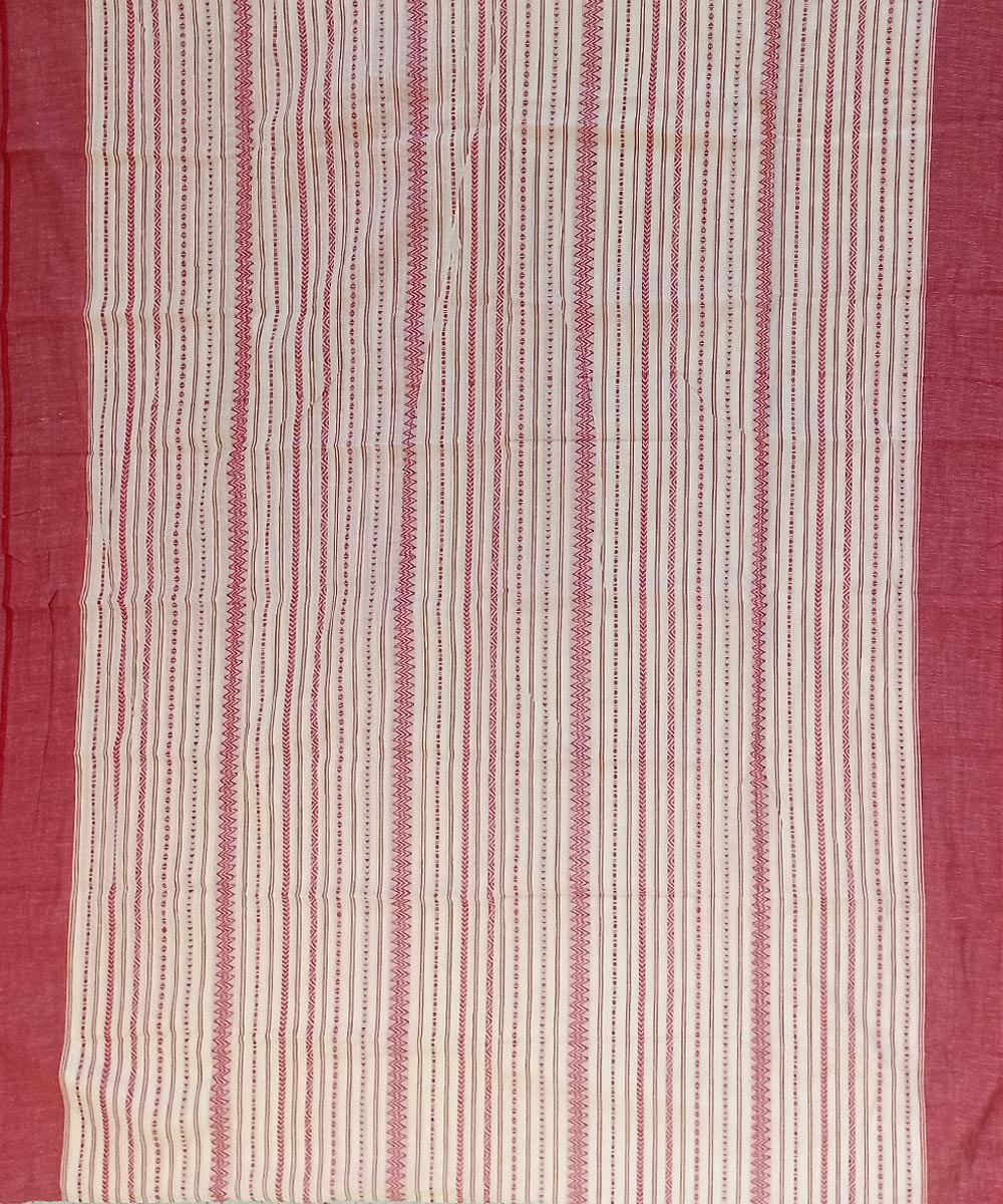 White red cotton bengal handloom saree