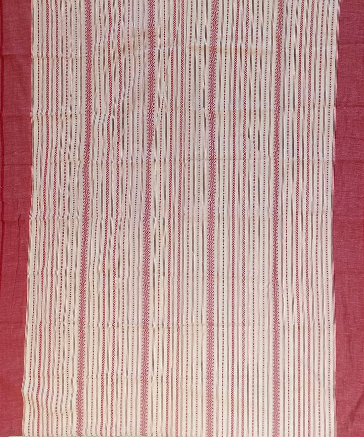 White red cotton bengal handloom saree