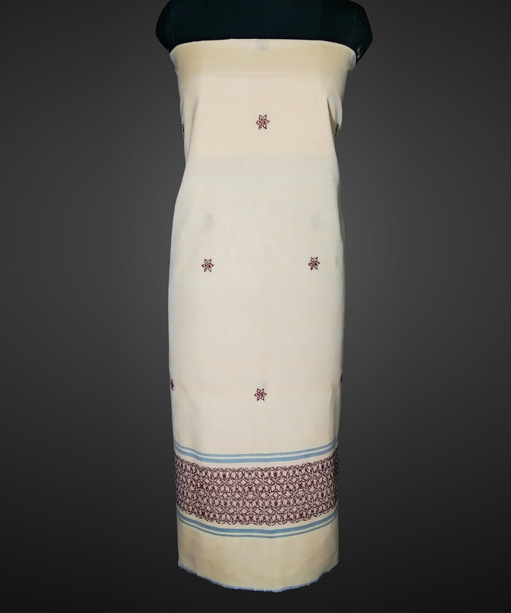 2.5 mtr cream white handwoven cotton bomkai kurta material