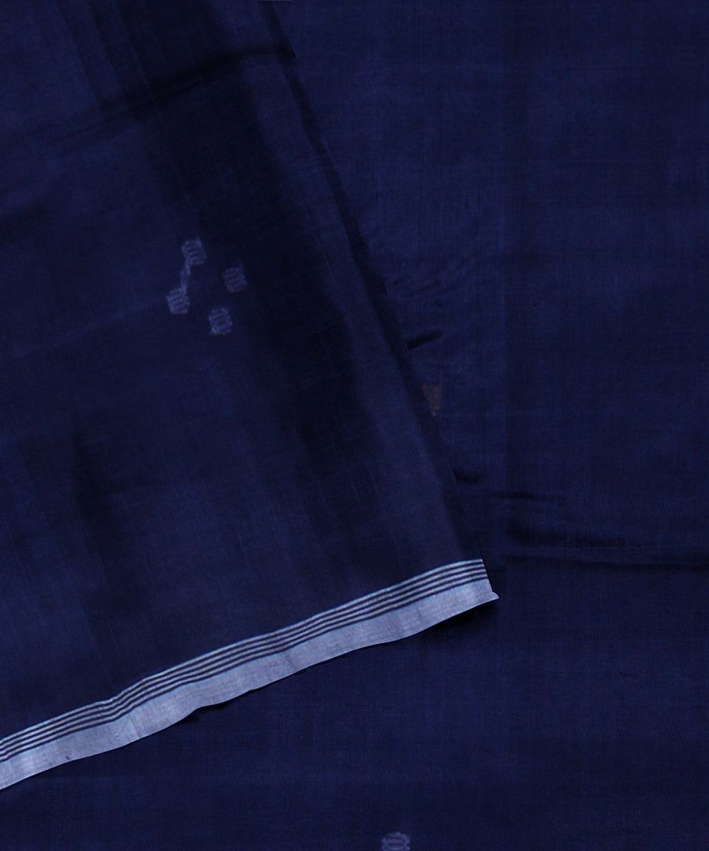 Midnight blue offwhite handloom cotton bengal saree