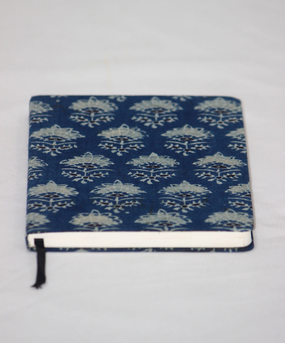 Blue hand block print cotton diary