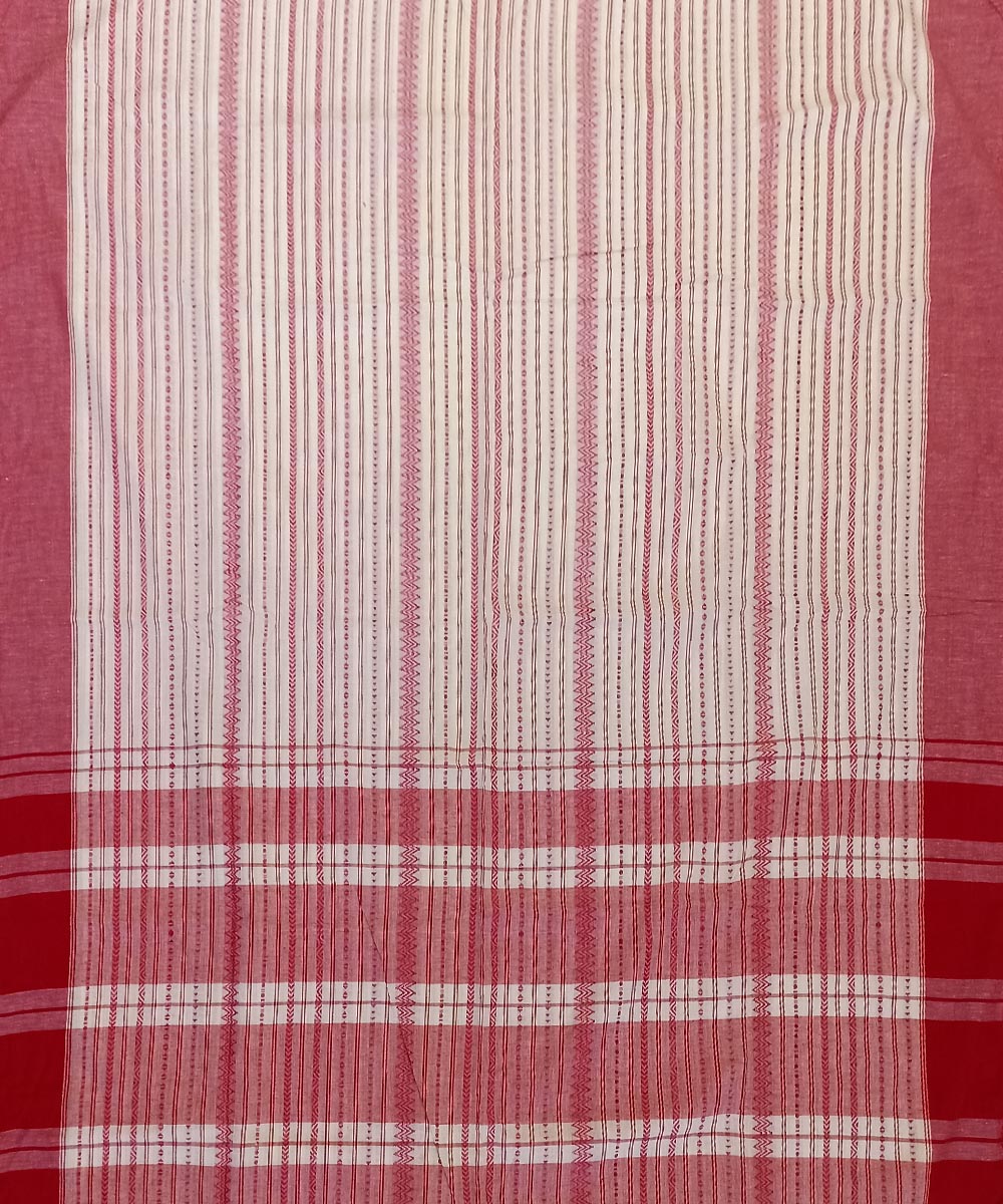 Red white cotton handloom bengal saree