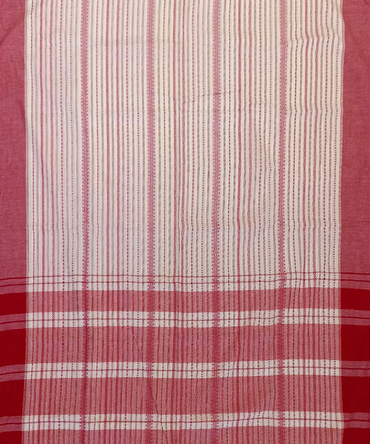Red white cotton handloom bengal saree