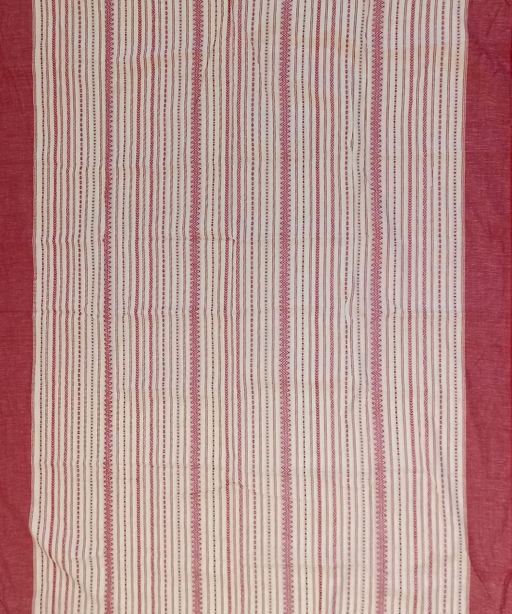 Red white cotton handloom bengal saree