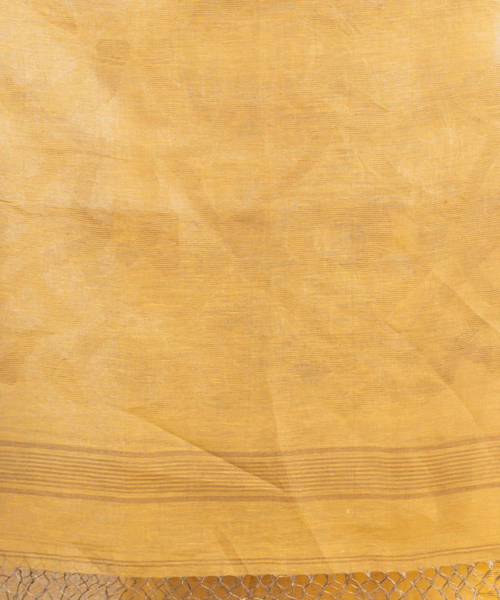 Mustard handwoven bengal linen saree