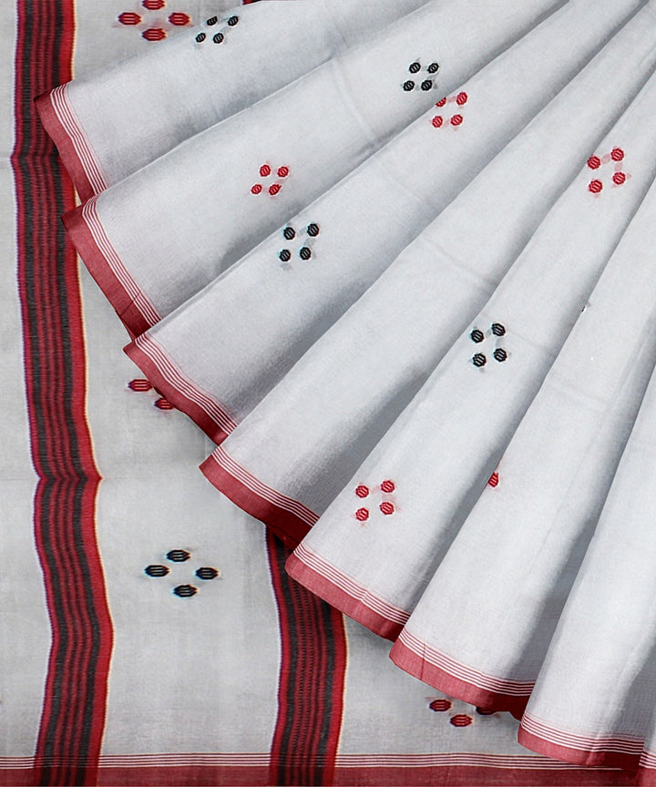 White red handloom bengal cotton saree