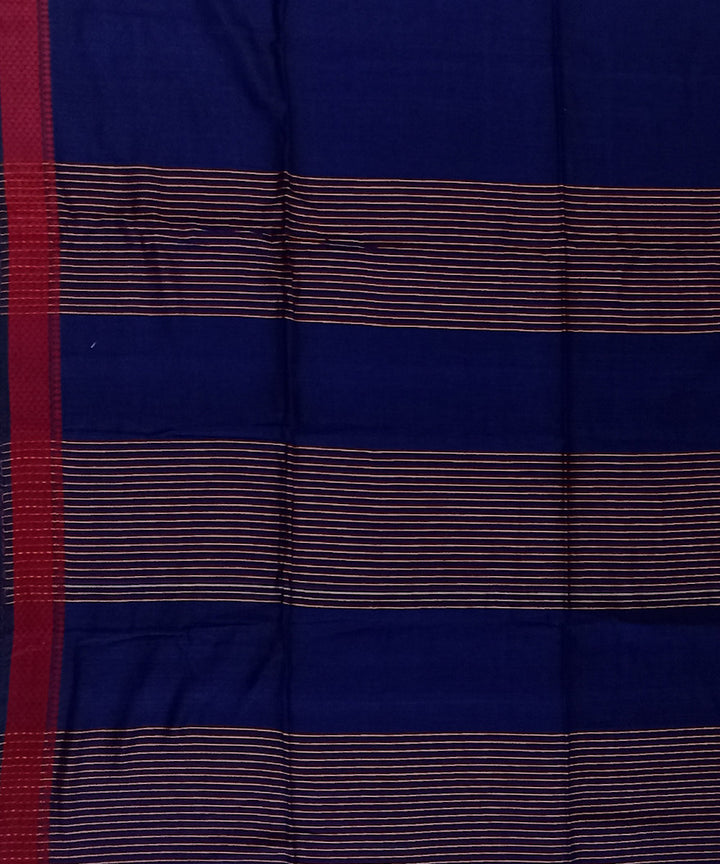 Navy blue red bengal cotton handloom saree