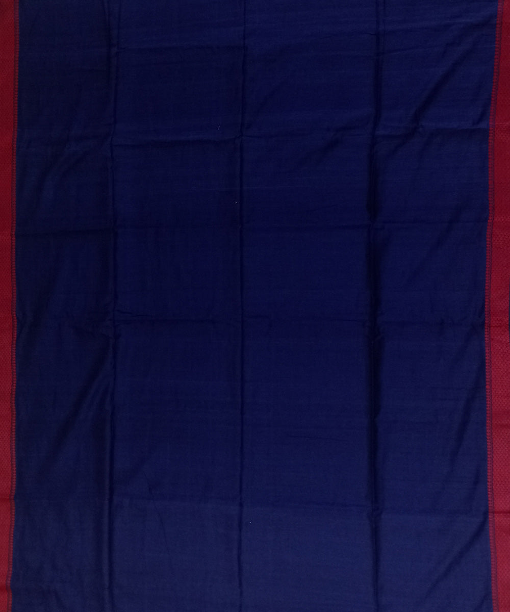 Navy blue red bengal cotton handloom saree