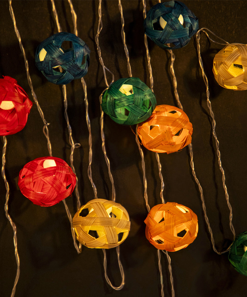 Multicoloured Star Full Moon Handcrafted bamboo String Light