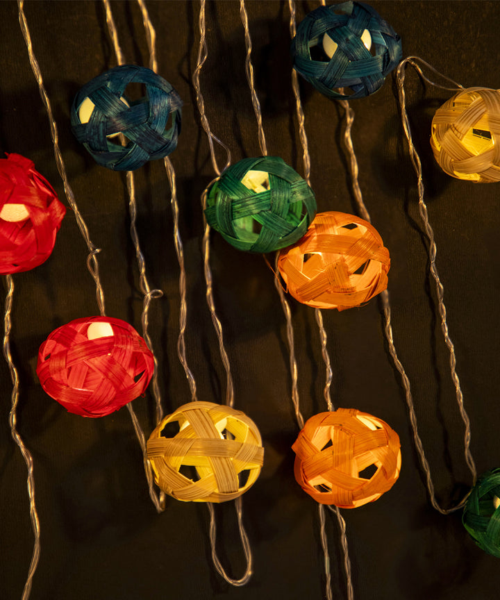 Multicoloured Star Full Moon Handcrafted bamboo String Light