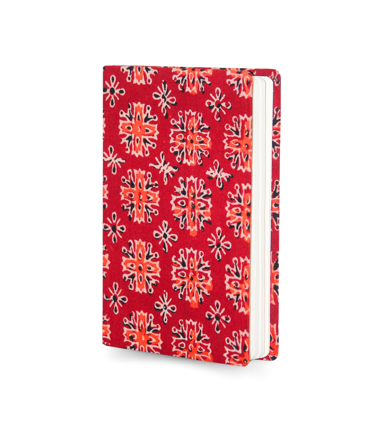 Red cotton hand block print diary