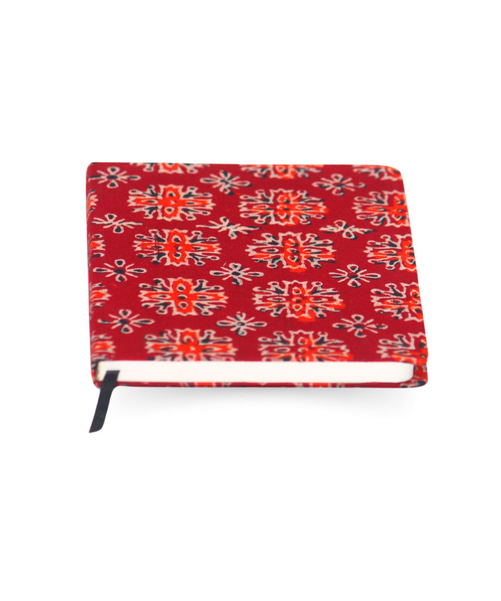 Red cotton hand block print diary