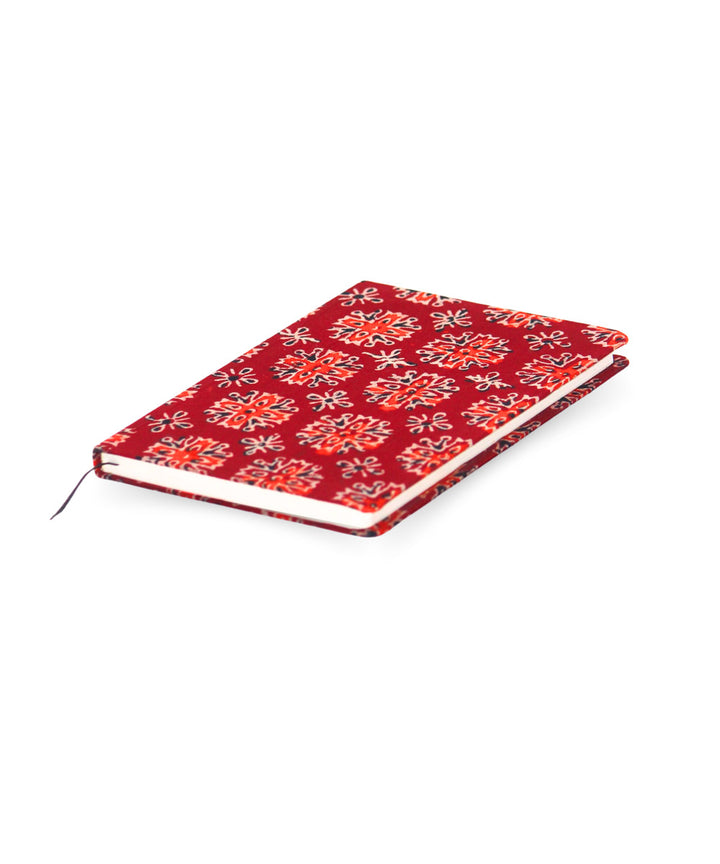 Red cotton hand block print diary