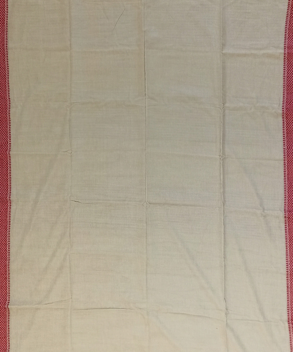 Beige red cotton bengal handloom saree
