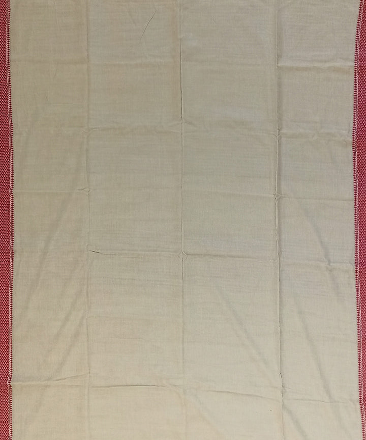 Beige red cotton bengal handloom saree