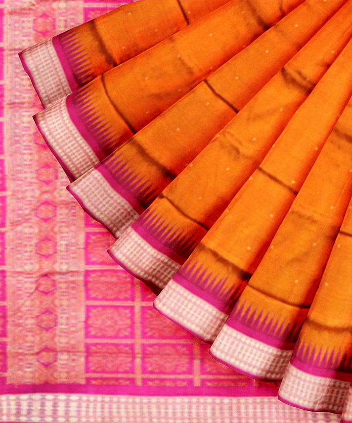 Brown pink silk handloom bomkai saree