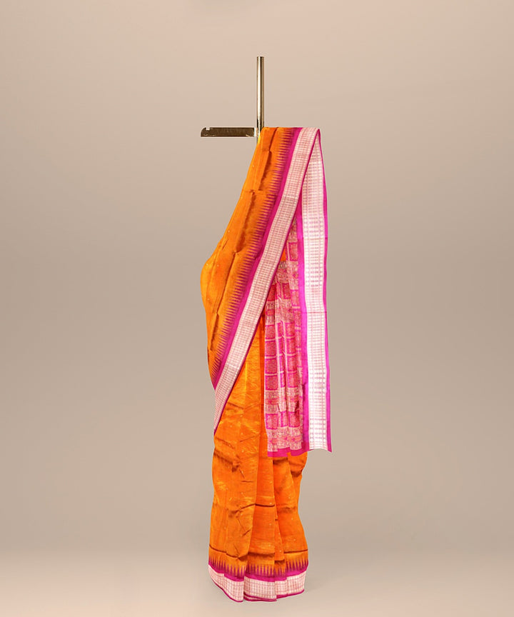 Brown pink silk handloom bomkai saree