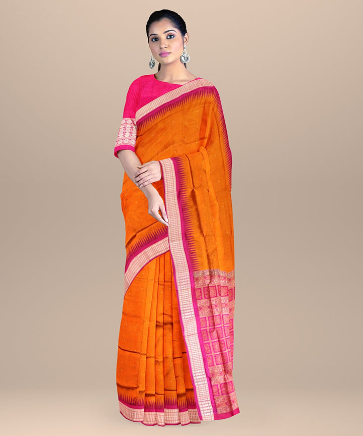 Brown pink silk handloom bomkai saree