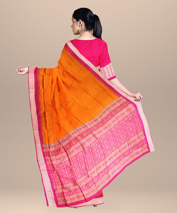 Brown pink silk handloom bomkai saree