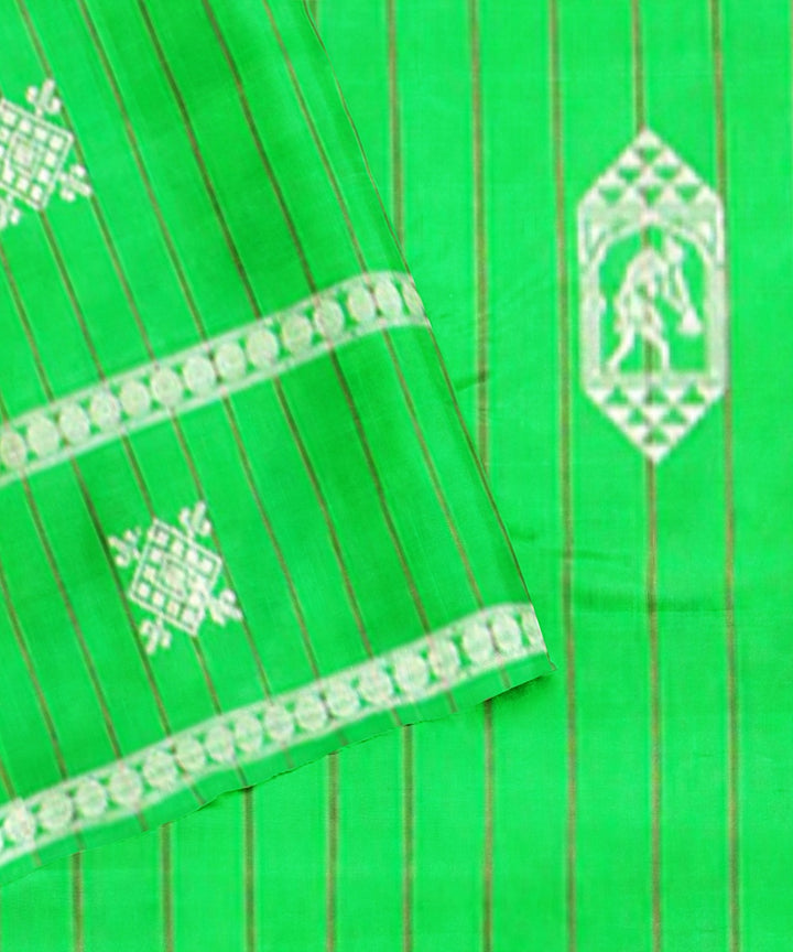 Dark pink green silk handloom bomkai saree