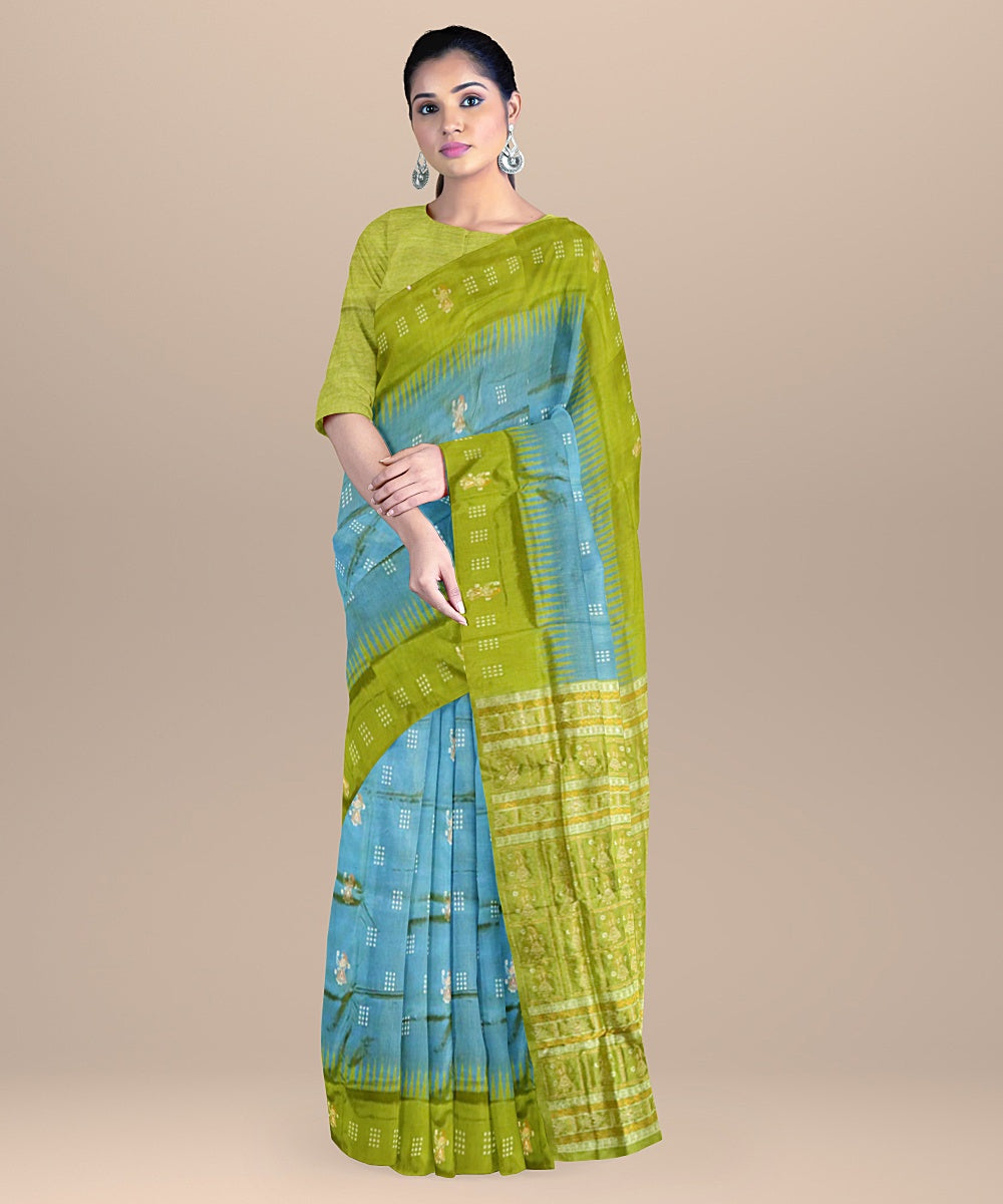 Artichoke acid green silk handloom bomkai saree