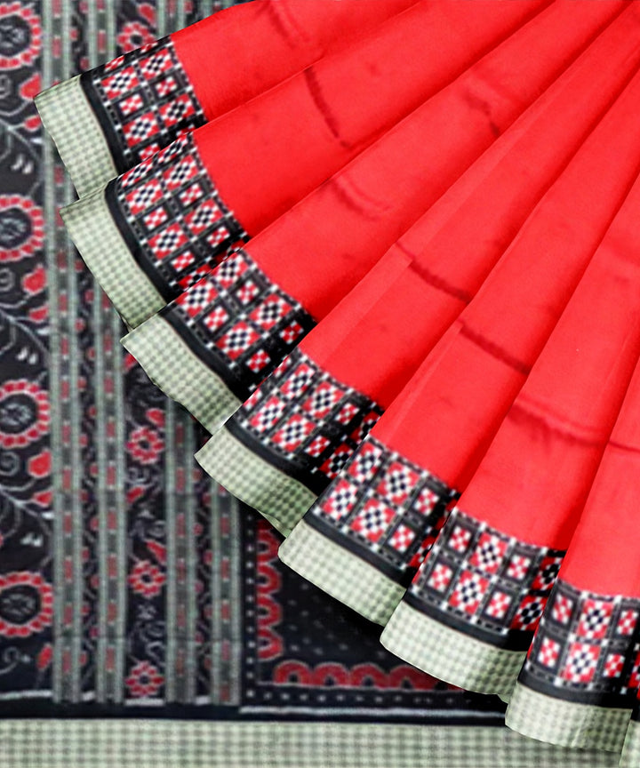 Red black silk handloom sambalpuri saree