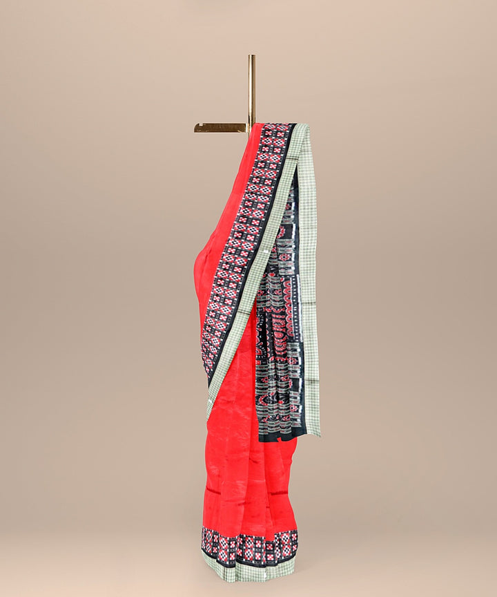 Red black silk handloom sambalpuri saree