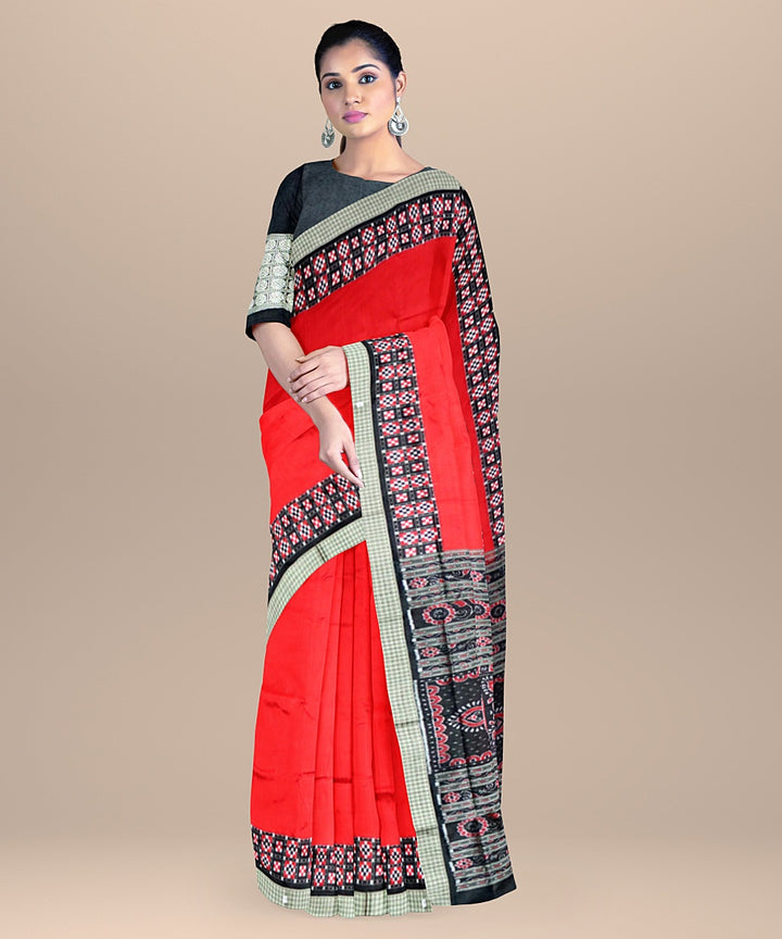 Red black silk handloom sambalpuri saree