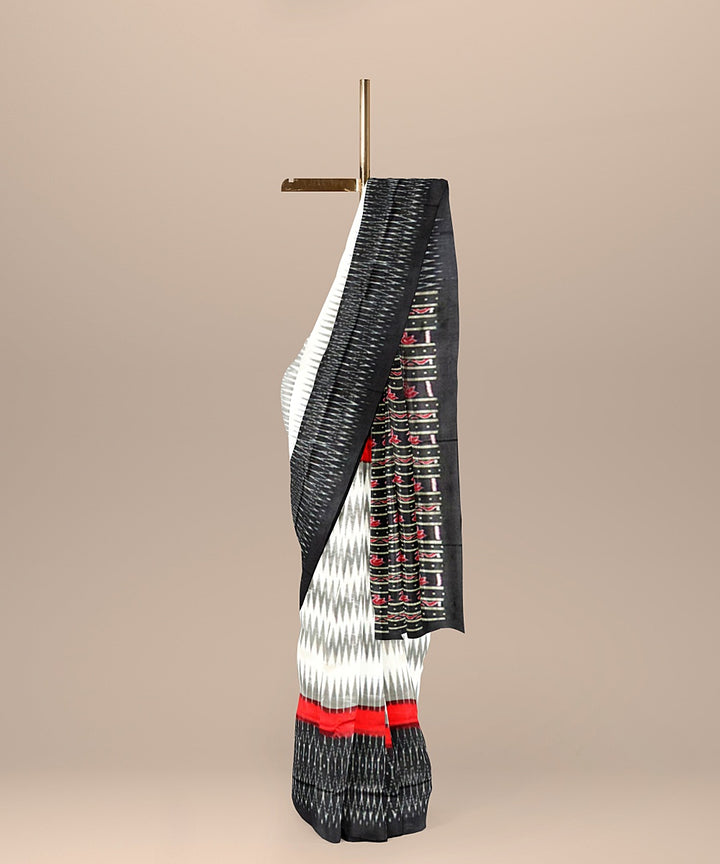 Offwhite black silk handloom sambalpuri saree