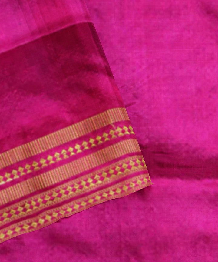 Cyan blue pink silk handwoven bomkai saree