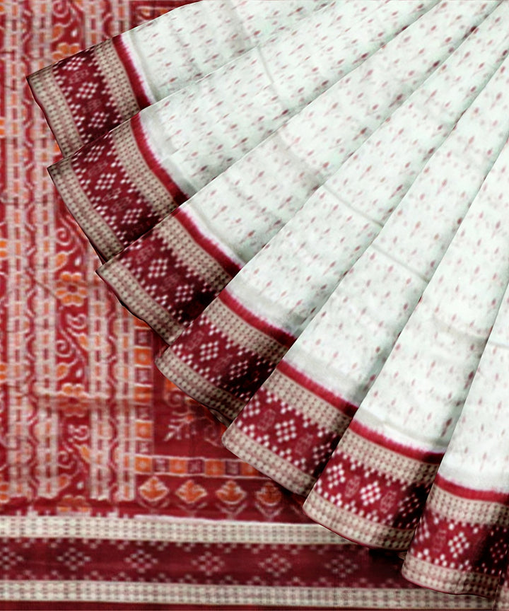 White maroon silk handloom sambalpuri saree