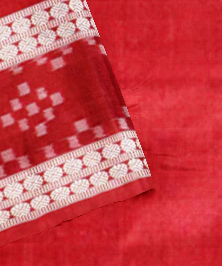 White maroon silk handloom sambalpuri saree