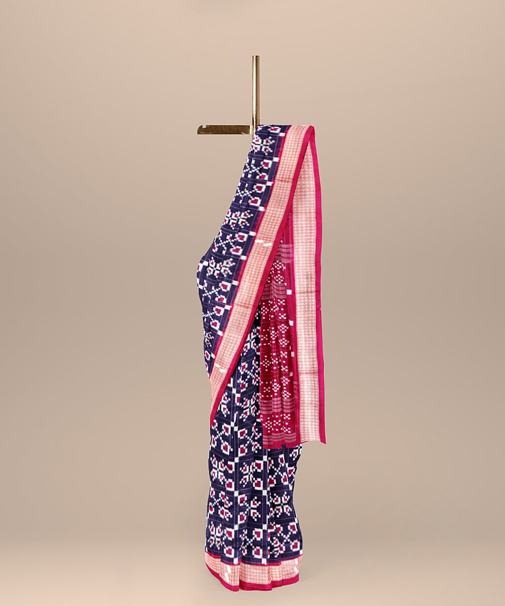 English violet cerise pink silk handloom sambalpuri saree