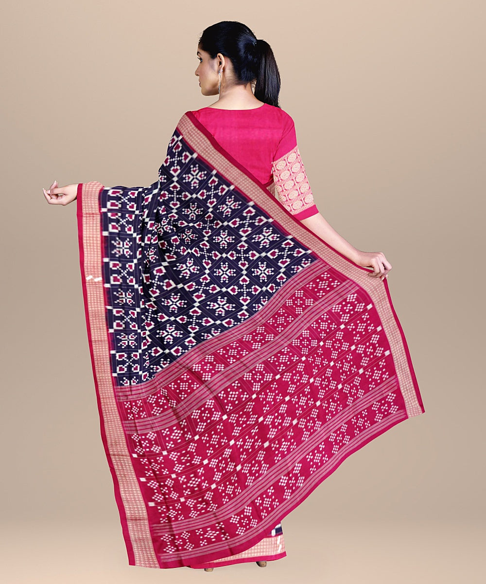 English violet cerise pink silk handloom sambalpuri saree