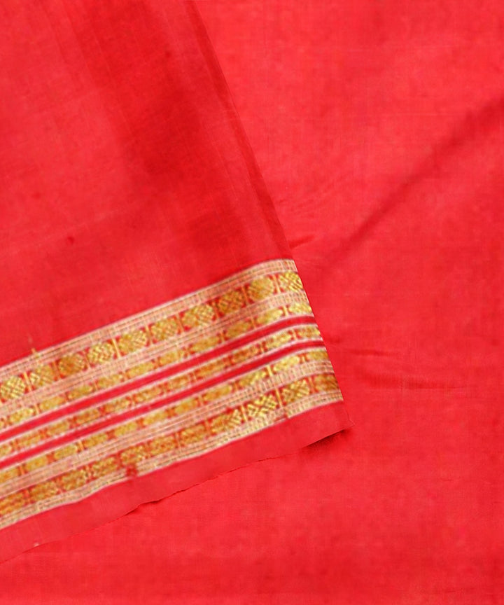 Coral pink red silk handloom sambalpuri saree