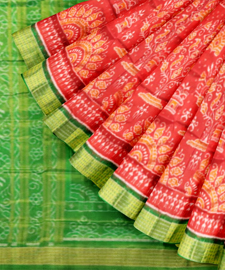 Red green silk handloom sambalpuri saree