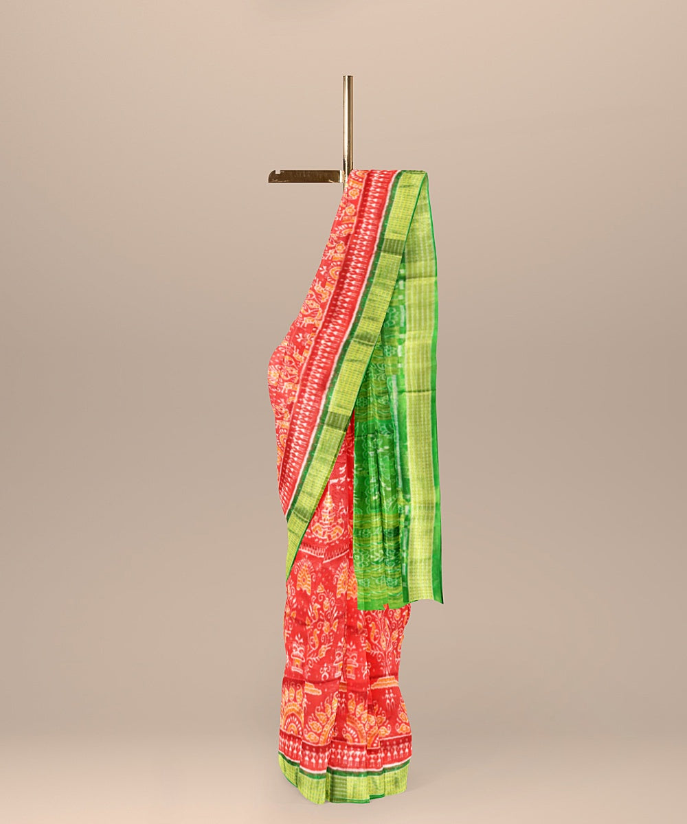 Red green silk handloom sambalpuri saree