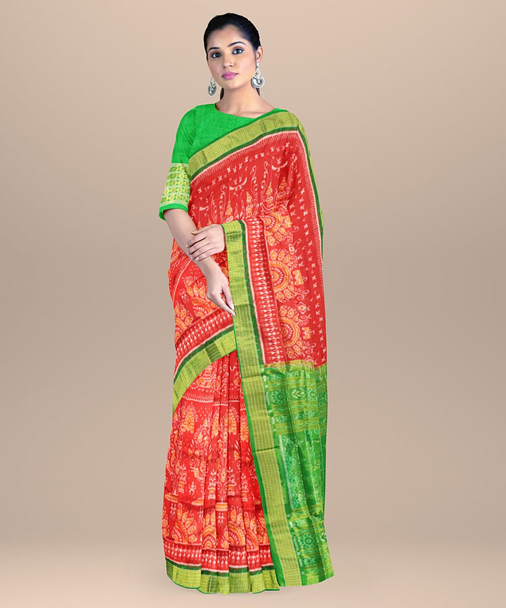 Red green silk handloom sambalpuri saree