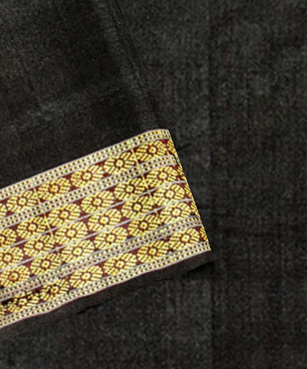 Maroon black silk handloom sambalpuri saree