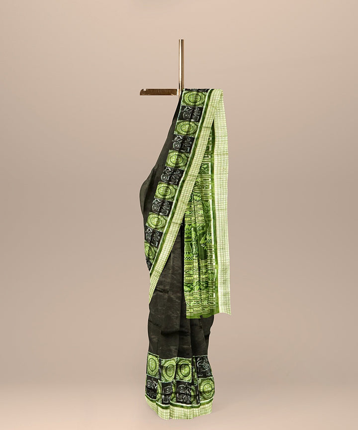 Black army green silk handloom sambalpuri saree