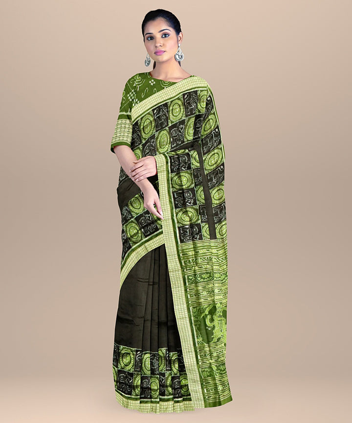 Black army green silk handloom sambalpuri saree