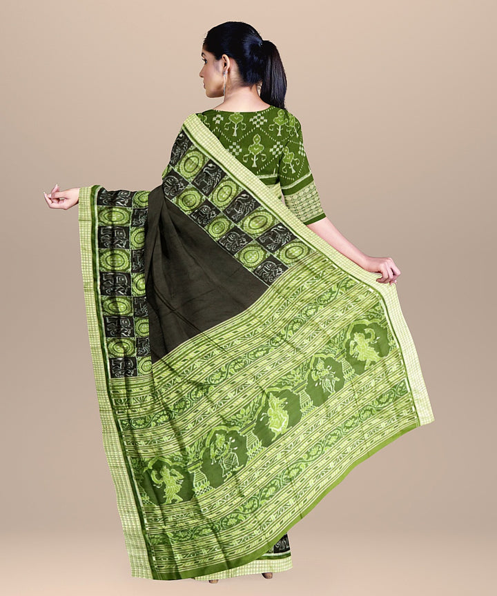 Black army green silk handloom sambalpuri saree