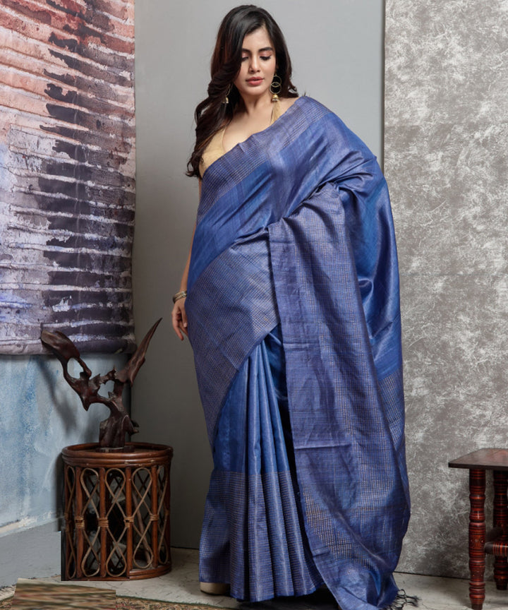 Royal blue handloom tussar silk chhatisgarh saree