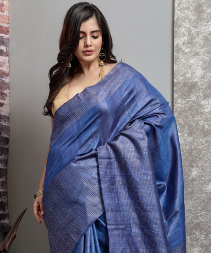 Royal blue handloom tussar silk chhatisgarh saree
