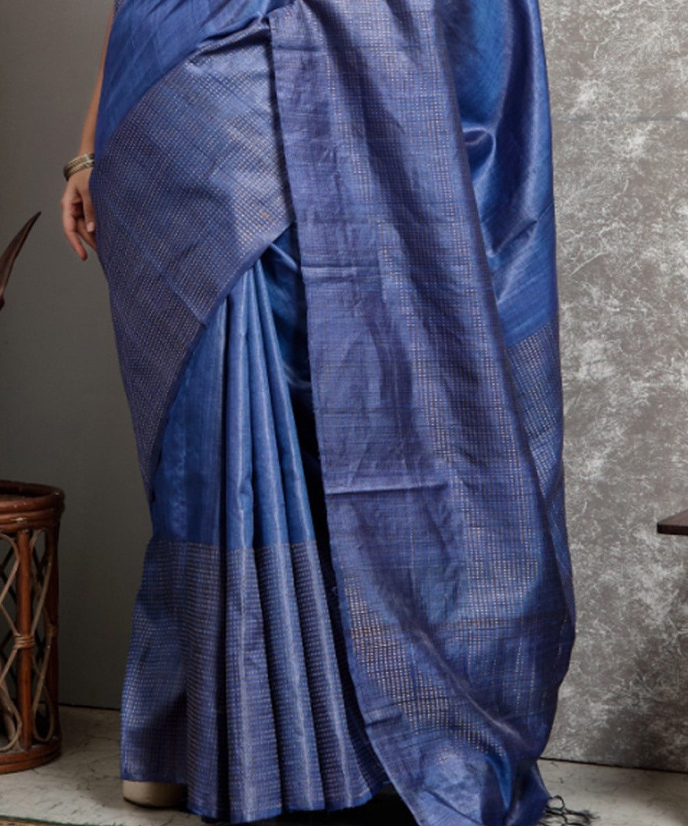 Royal blue handloom tussar silk chhatisgarh saree